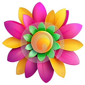 cute flower on a white background. AI-Generated.