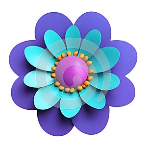 cute flower on a white background. AI-Generated.