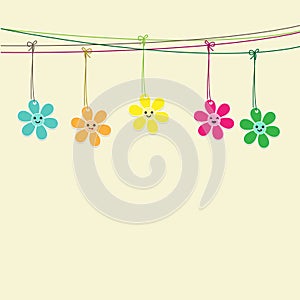 Cute flowers hanging on string