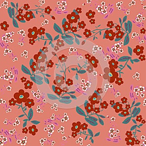 Cute flowers seamless pattern