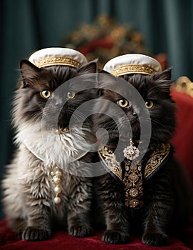 Cute Fluffy Kittens Dressed to the Nines AI Generated