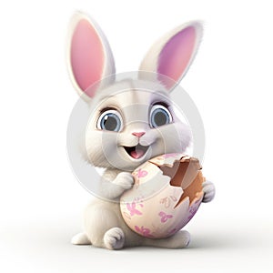 Cute fluffy bunny. Easter Concept. Realistic illustration