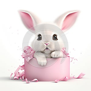 Cute fluffy bunny. Easter Concept. Realistic illustration