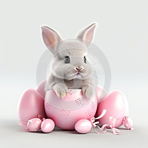 Cute fluffy bunny. Easter Concept. Realistic illustration