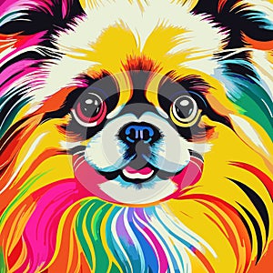 Cute Fluffy Pekingese Toy Dog Portrait