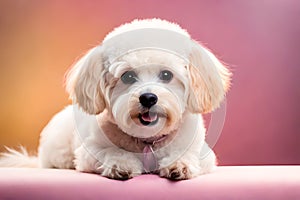 cute fluffy poodle puppy portrait in adorable barbie style