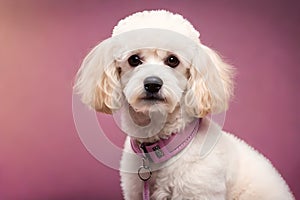 cute fluffy poodle puppy portrait in adorable barbie style