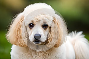 cute fluffy poodle puppy portrait in adorable barbie style