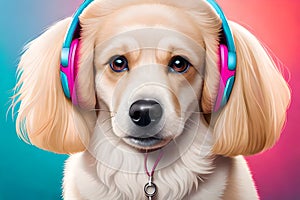 cute fluffy poodle puppy portrait in adorable barbie style
