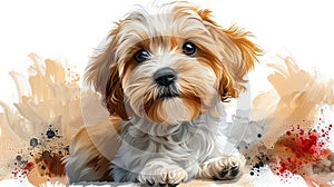 Cute and fluffy puppy looking up with big eyes. Perfect for pet lovers and animal-themed projects