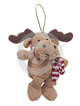 Cute fluffy reindeer Christmas ornament