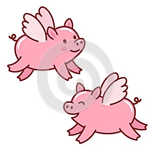 Cute flying pigs