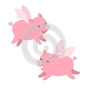 Cute flying pigs