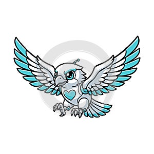 Cute Flying Robot Eagle Cartoon Illustration