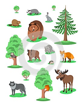 Cute forest animals kids cartoon illustration
