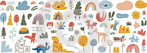 Cute Forest Animals and Natural Elements Pattern