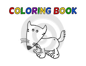 A cute fox in black and white for coloring on a white background - vector