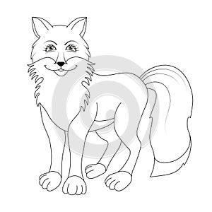Cute fox cartoon coloring page illustration vector.