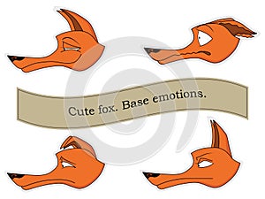 Cute fox emotions sticker pack. Base emotions mini set.
