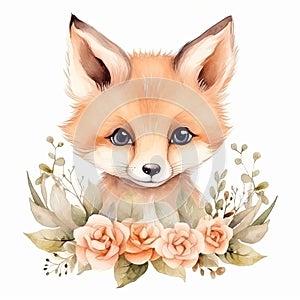 Cute Fox in Flower Field