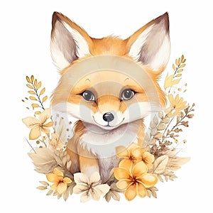 Cute Fox in Flower Field