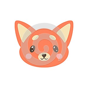 Cute fox head. Forest dweller, animal and mammal. Biology, fauna and wild life. Sticker for social networks and