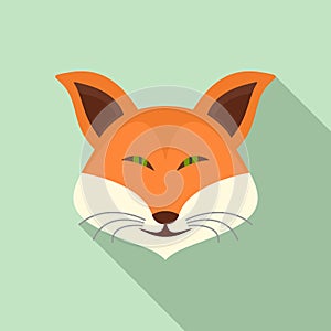Cute fox icon, flat style