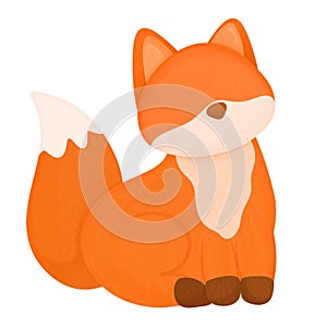 Cute Fox PNG Animal Watercolor Cartoon Illustration