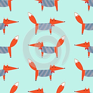 Cute fox seamless pattern.
