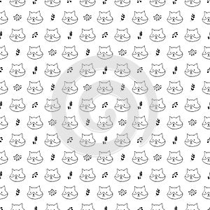 Cute Fox Seamless pattern. Cartoon Animals in forest background. Vector illustration