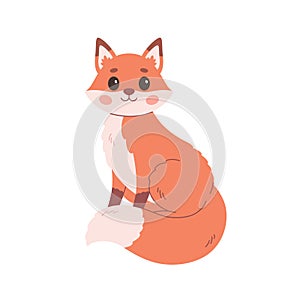 Cute fox. Woodland animal. Vector illustration in flat style