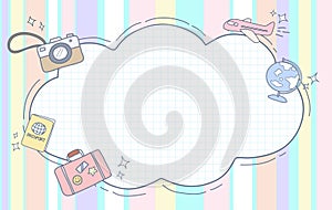 Cute frame, doodle border vector, simple frame, pastel desktop wallpaper, travel background, and wallpaper background kids