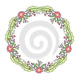 cute frame, with flowers infant, summer spring for congratulations, announcements. on a white background