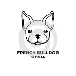 Cute french bulldog head vector logo icon pattern template design