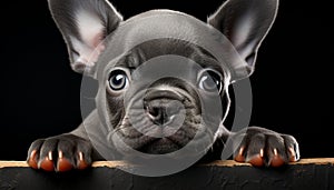 Cute French bulldog puppy sitting, looking at camera, adorable generated by AI