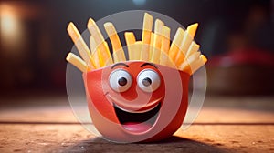 Cute French Fries Character. Generative AI