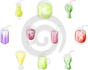 The cute fresh juice icon set