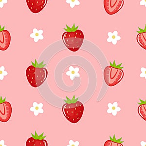 Cute fresh strawberry seamless pattern