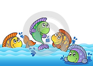 Cute freshwater fishes in river