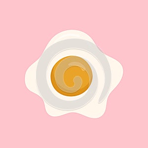 Cute Fried Egg on Pink Background. Sunny side up egg, healthy breakfast icon design. photo
