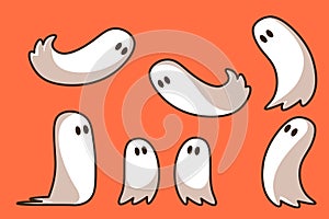 Cute friendly ghosts. Illustration for Halloween decoration