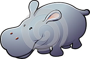 Cute Friendly Hippo Vector