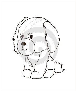 Cute friendly puppy dog , doggy  animal, animal kingdom, illustration, dog head emblem, paiting  coloring book , children`s books