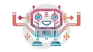 Cute Friendly Robot Character Icon, AI Technology Automation, vector design Generative AI