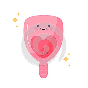 Cute, friendly and smiling menstrual cup character.