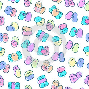 Cute friends tapioca pearls. Seamless pattern