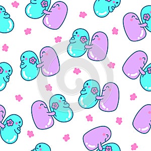 Cute friends tapioca pearls. Seamless pattern