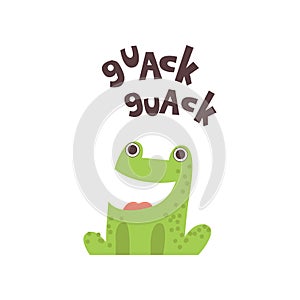 Cute Frog Cartoon Amphibian Animal Saying Quack Vector Illustration photo
