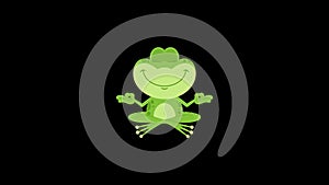 Cute Frog Cartoon Character In Meditation