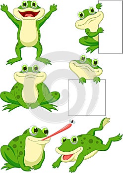 Cute frog cartoon collection set